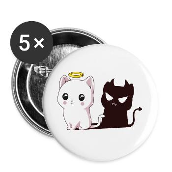 Ange de Kawaii avec Ombre de Démon - Lot de 5 grands badges (56 mm) - blanc - Devant