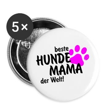 beste Hundemama der Welt - Buttons groß 56 mm (5er Pack) - Weiß - Vorne
