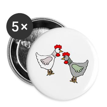 Roosters Chicken Chickens Children - Buttons large 2.2''/56 mm (5-pack) - white - Front