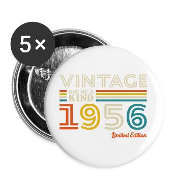 1956 Vintage Retro Birthday Gift - Buttons large 2.2''/56 mm (5-pack) - white - Front