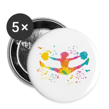 Cheerpom pom girls Mom Cheerleading - Lot de 5 grands badges (56 mm) - blanc - Devant