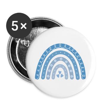 Boho Regenbogen blau - Buttons groß 56 mm (5er Pack) - Weiß - Vorne