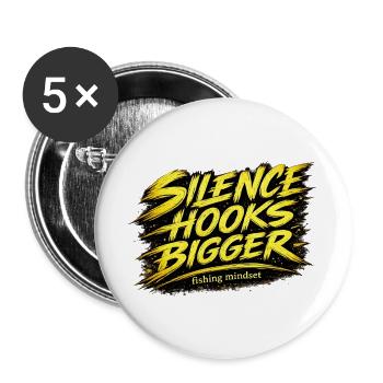 Silence Hooks – Bigger Angel-Mindset-Design - Buttons groß 56 mm (5er Pack) - Weiß - Vorne