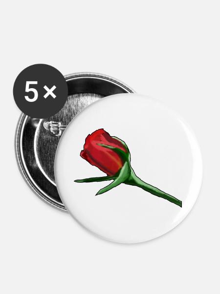 Rote Rose auf Schwarz Painterly - Buttons groß 56 mm (5er Pack) - Weiß