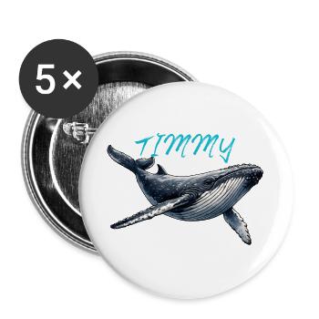 Timmy la Baleine – Ami de la mer - Lot de 5 grands badges (56 mm) - blanc - Devant
