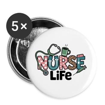 Cadeau pour Nurse Life : Cadeau - Lot de 5 grands badges (56 mm) - blanc - Devant