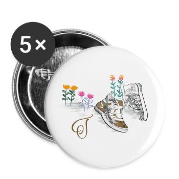 Hiking boots with flowers - Buttons large 2.2''/56 mm (5-pack) - white - Front