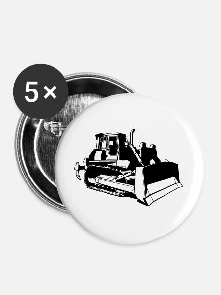 Bulldozer - Buttons groß 56 mm (5er Pack) - Weiß