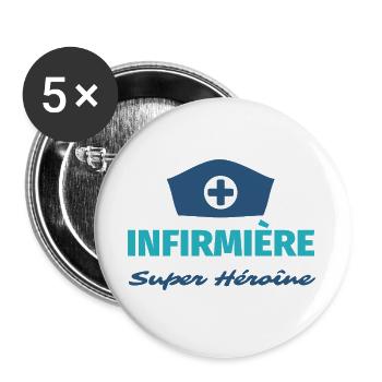 Infirmière Super Héroïne – Le Design des Héroïnes  - Lot de 5 grands badges (56 mm) - blanc - Devant