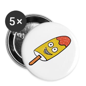 Fröhliches Zitronen-Eis Eiskrem Kinder  - Buttons large 2.2''/56 mm (5-pack) - white - Front