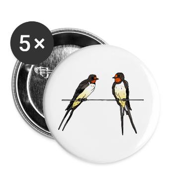 Schwalben - Buttons groß 56 mm (5er Pack) - Weiß - Vorne
