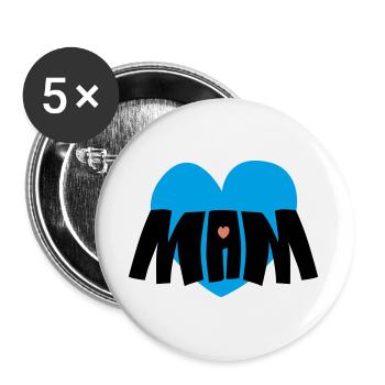 Mama-Herz - Buttons groß 56 mm (5er Pack) - Weiß - Vorne