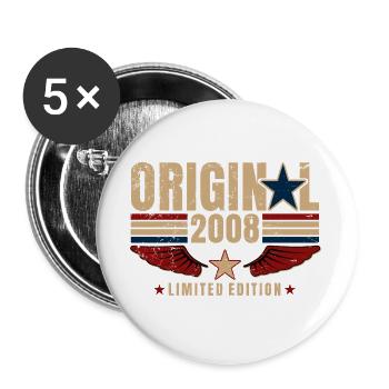 18th Birthday Gift Original Vintage 2008 - Buttons large 2.2''/56 mm (5-pack) - white - Front