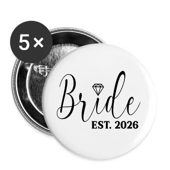 Mariage de mariée 2026 - Lot de 5 grands badges (56 mm) - blanc - Devant