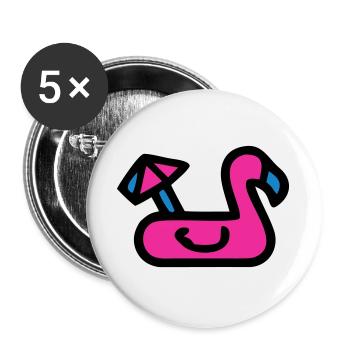 Flamingo Luftmatratze Retro - Buttons groß 56 mm (5er Pack) - Weiß - Vorne