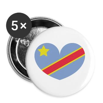 Drapeau du cœur du Congo - Lot de 5 grands badges (56 mm) - blanc - Devant