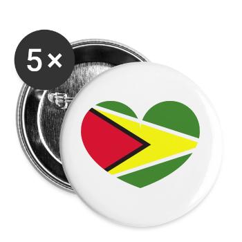 Guyana heart flag - Buttons large 2.2''/56 mm (5-pack) - white - Front