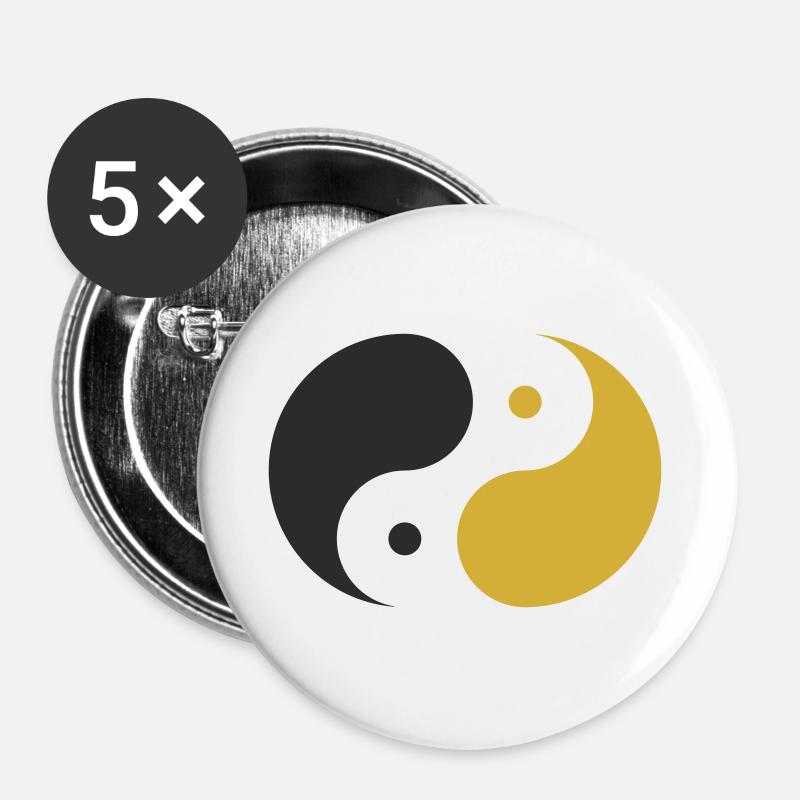 Yin & Yang - Buttons large 2.2''/56 mm (5-pack) - white