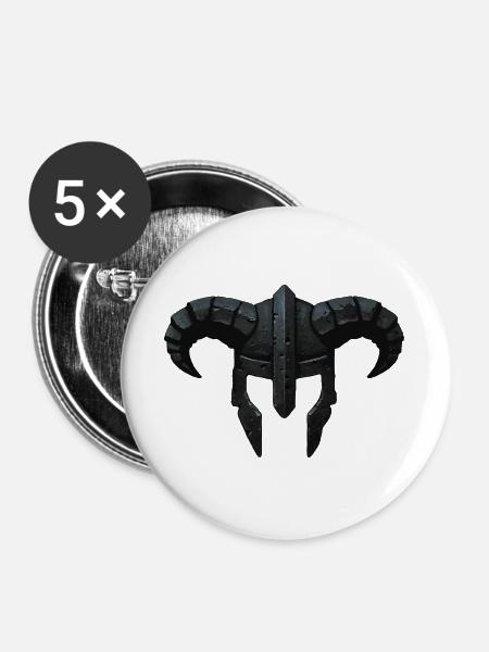 Wikinger-Hornhelm - Buttons groß 56 mm (5er Pack) - Weiß