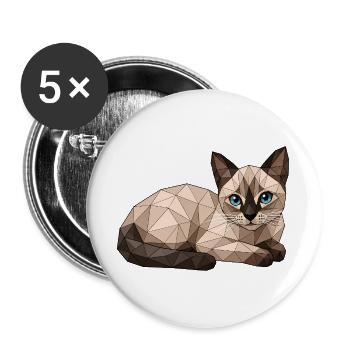 Findus Geometric Cat with Blue Eyes - Buttons large 2.2''/56 mm (5-pack) - white - Front
