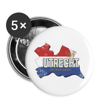 Utrecht in the Netherlands Retro Holland Souvenir - Buttons large 2.2''/56 mm (5-pack) - white - Front
