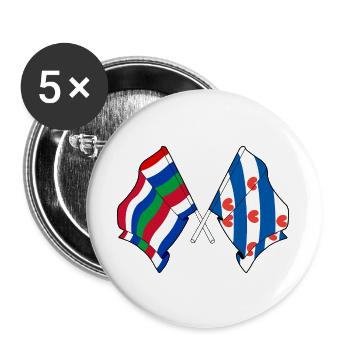 Schier & Friesland Crossed Flags - Buttons large 2.2''/56 mm (5-pack) - white - Front