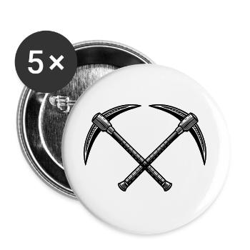 Cross Pickaxes - Buttons large 2.2''/56 mm (5-pack) - white - Front