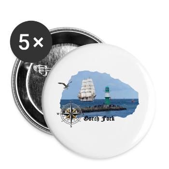 Segler & Leuchtturm an der Nordsee - Buttons groß 56 mm (5er Pack) - Weiß - Vorne