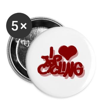 I_Love_cycling_rot - Lot de 5 grands badges (56 mm) - blanc - Devant