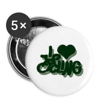 I_love_Cycling_dunkelgrun - Buttons groß 56 mm (5er Pack) - Weiß - Vorne