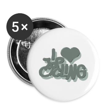 I_love_Cycling_pastel_gruen - Buttons groß 56 mm (5er Pack) - Weiß - Vorne