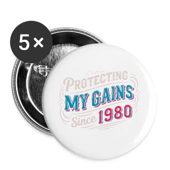 Cadeau vintage Muscle Mommy Shirt 1980 - Lot de 5 grands badges (56 mm) - blanc - Devant