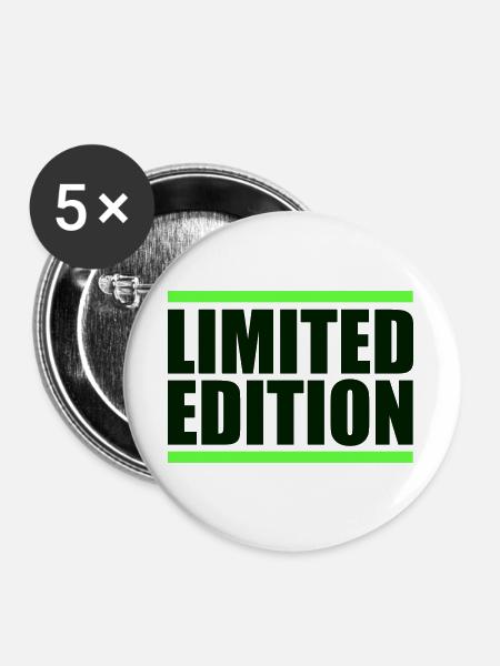 Limitierte Edition Großschrift Neon Grün - Buttons groß 56 mm (5er Pack) - Weiß