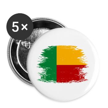 Benin_Flagge_used - Lot de 5 grands badges (56 mm) - blanc - Devant