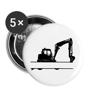 Excavatrice sur mesure – Équipement lourd - Lot de 5 grands badges (56 mm) - blanc - Devant