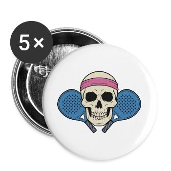 Crâne de Padel - Lot de 5 grands badges (56 mm) - blanc - Devant