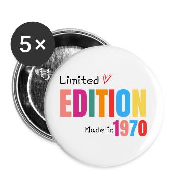 Limited edition Made in 1970 - Lot de 5 grands badges (56 mm) - blanc - Devant