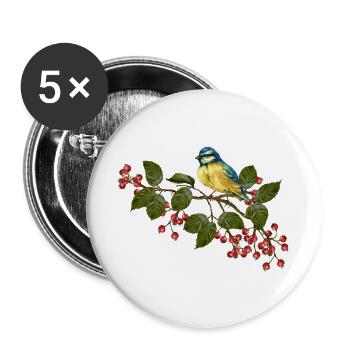 Colorful bird - Buttons large 2.2''/56 mm (5-pack) - white - Front