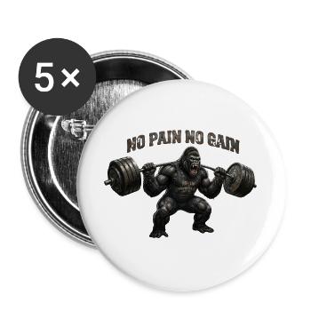 No Pain No Gain - Buttons large 2.2''/56 mm (5-pack) - white - Front
