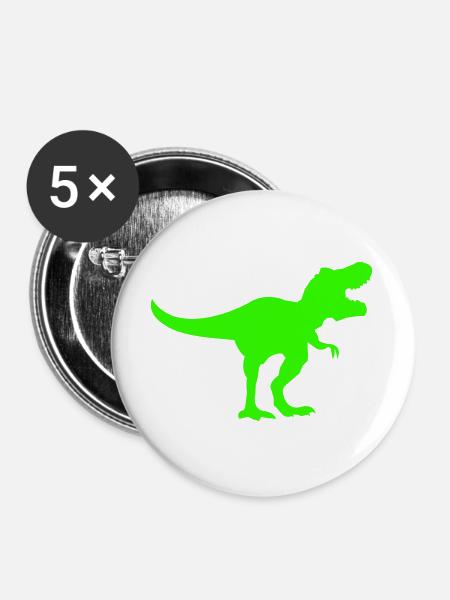 Grüner Dino Rex Silhouette - Buttons groß 56 mm (5er Pack) - Weiß