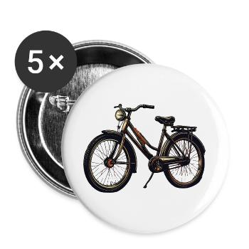 Silhouette de vélo vintage - Lot de 5 grands badges (56 mm) - blanc - Devant