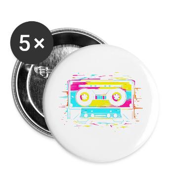 90s cassette - Buttons large 2.2''/56 mm (5-pack) - white - Front