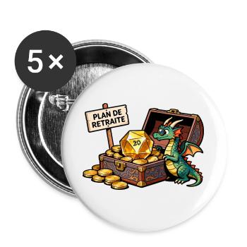 Dragon Plan de Retraite Trésor - Lot de 5 grands badges (56 mm) - blanc - Devant