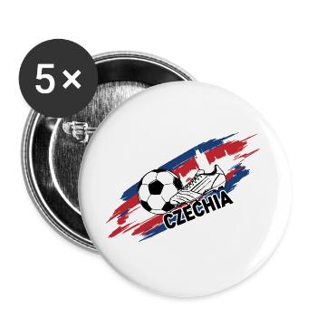 Tchéquie Football Maillot Supporter Czechia Soccer - Lot de 5 grands badges (56 mm) - blanc - Devant