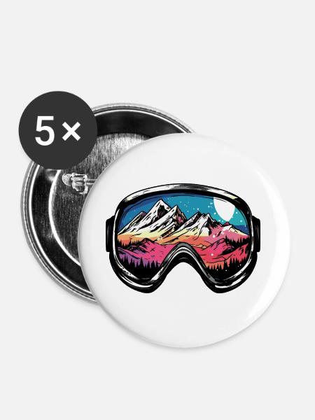 Skibrille Berge Ski - Buttons groß 56 mm (5er Pack) - Weiß