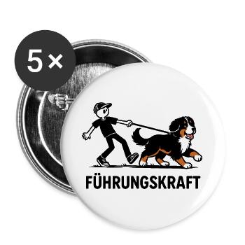 Berner Sennenhund Führungskraft Hundehalter Humor - Buttons groß 56 mm (5er Pack) - Weiß - Vorne