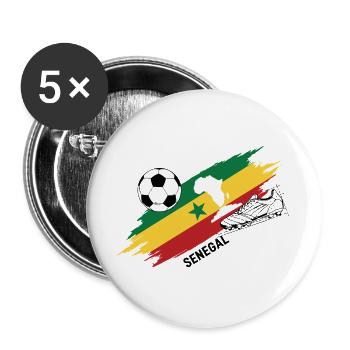 Senegaler Fußballtrikot-Anhänger Senegal-Foot - Buttons groß 56 mm (5er Pack) - Weiß - Vorne