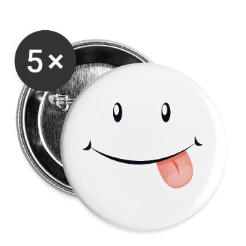 Un visage rieur avec la langue tendue. - Lot de 5 grands badges (56 mm) - blanc - Devant