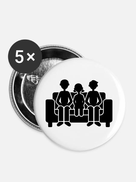 Familie Zusammen - Buttons groß 56 mm (5er Pack) - Weiß