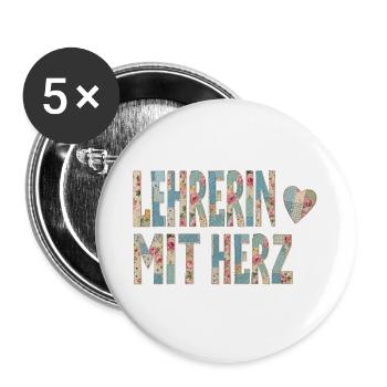 Lehrerin mit Herz!  - Buttons groß 56 mm (5er Pack) - Weiß - Vorne